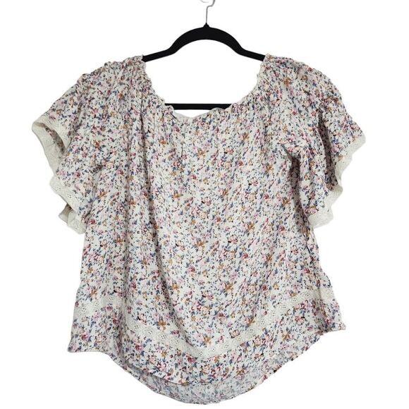 American Eagle top white floral print Boho Cottagecore S - Picture 2 of 5